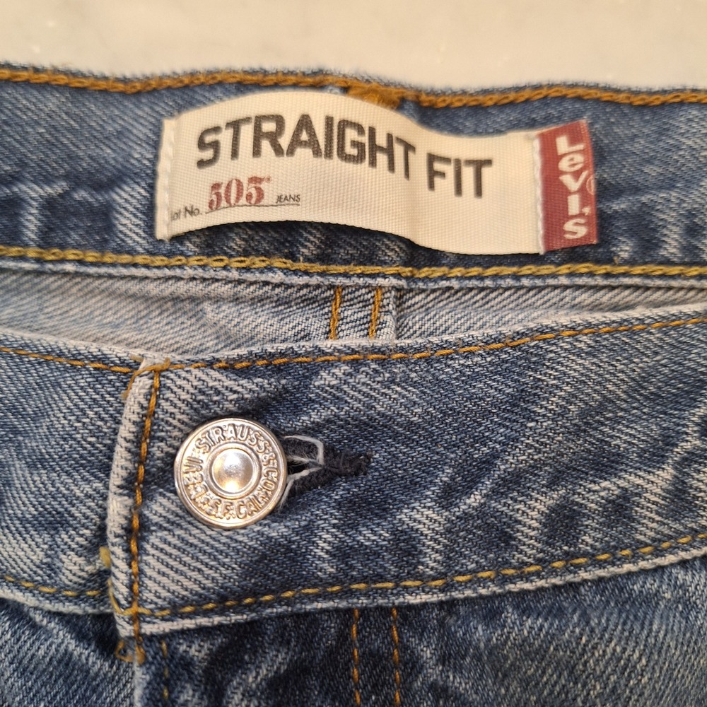 Levi's 505 Straight Fit Jeans Mens 38x32 Blue Denim Cotton Classic Casual AS IS